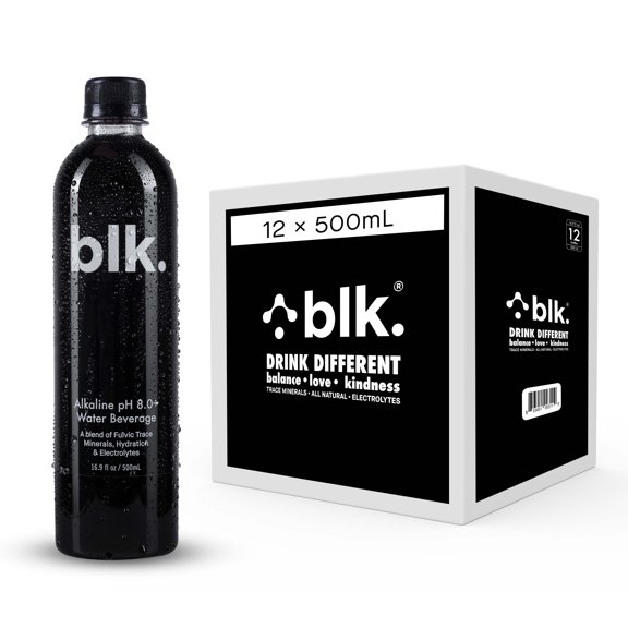 Natural Mineral Alkaline Water ph8+ Bioavailable Fulvic & Humic Acid Extract Concentrate Has Over 77 Trace Minerals blk Water Helps Repair & Restore Cells & Essential Minerals in Your Body 16.9oz 12p