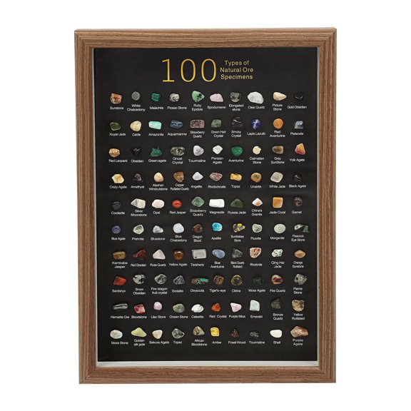 100 Pcs Crystals and Healing Stones Bulk Natural Mineral Specimen Shadow Box