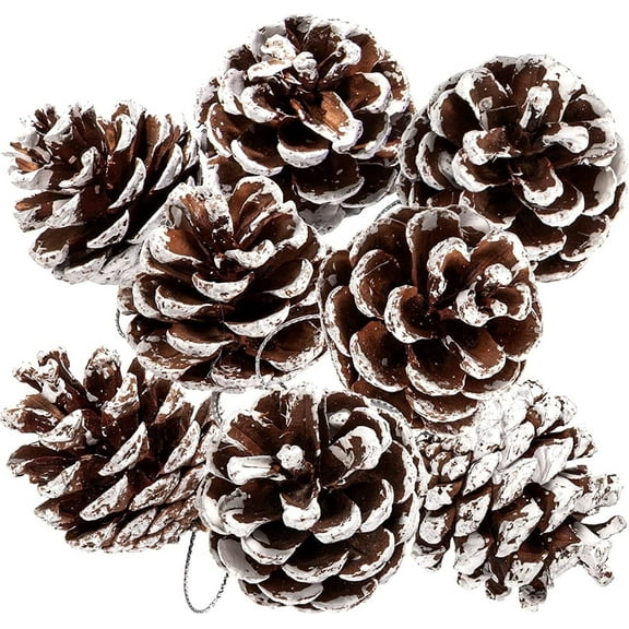 Natural Mini Pine Cones Ornaments -NOGIS Tiny Pine Cones for Christmas Decor, Pinecone with Strings for Crafts Autumn Winter Wedding Decor Gift Tag (9pcs)
