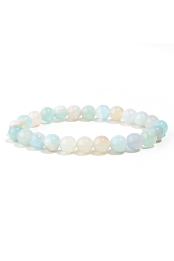 Natural Mint Blue Green Beaded Bracelet Ice Translucent Handmade Jewelry Fresh Style Elastic Wrist Mala for Women
