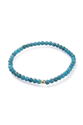 Natural Mixed Apatite Gemstone Stretch Bracelet Beads Round Gold Adjustable Stretch T51