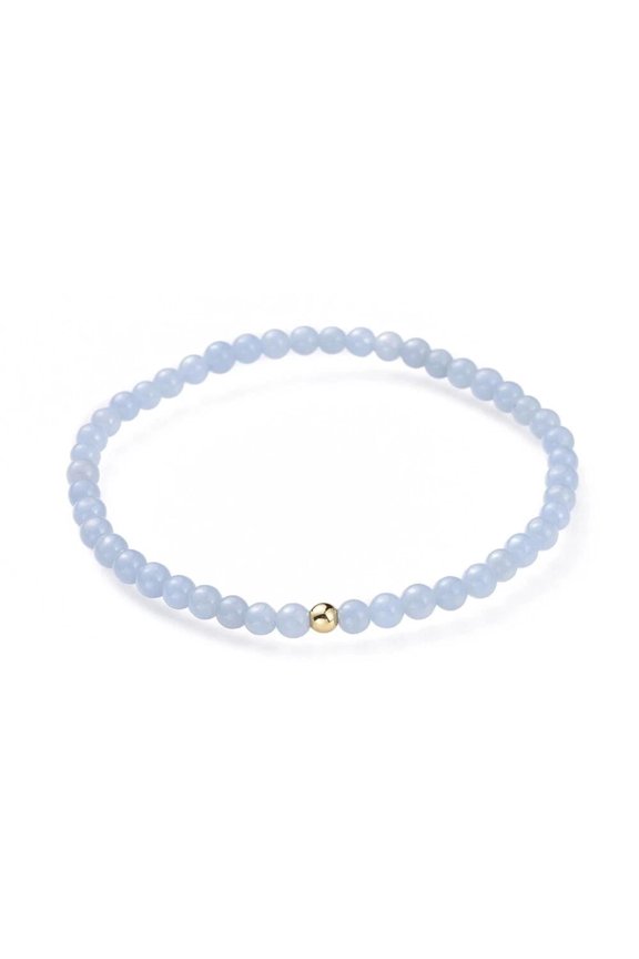Natural Mixed Gemstone Stretch Bracelet Beads Round Angelite Adjustable Stretch T51