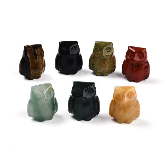 Natural Mixed Stone Owl Display Decorations Figurine Home Decoration Feng Shui Energy Stone Gift for Home Office Desktop Decoration 25~27x22~24x17~19mm