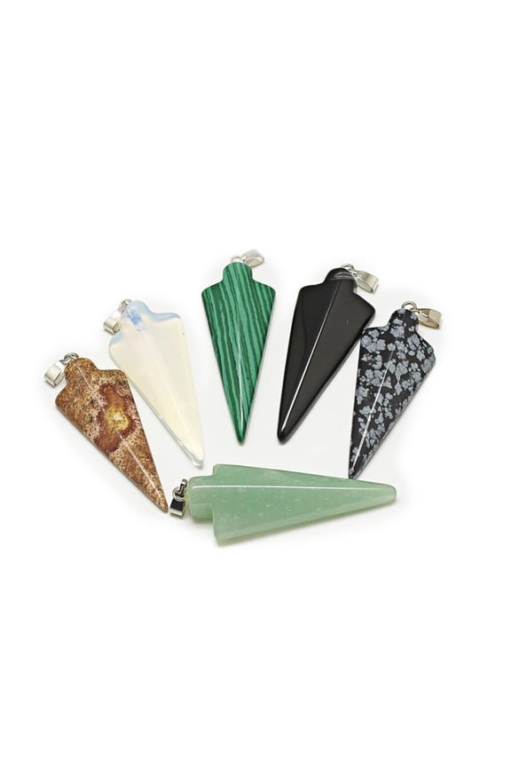 Natural Mixed Stone Pendants with Stainless Steel Snap On Bails Arrowhead Stainless Steel Color 44~45x17x7mm Hole: 6x2.5mm diy