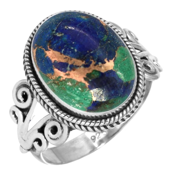 Natural Mohave Azurite Ring 925 Sterling Silver Handmade Jewelry