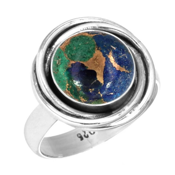 Natural Mohave Azurite Ring 925 Sterling Silver Handmade Jewelry