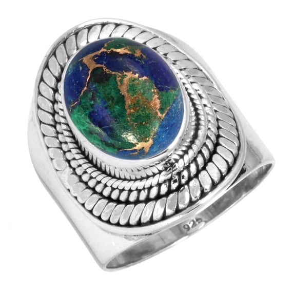 Natural Mohave Azurite Ring 925 Sterling Silver Handmade Jewelry