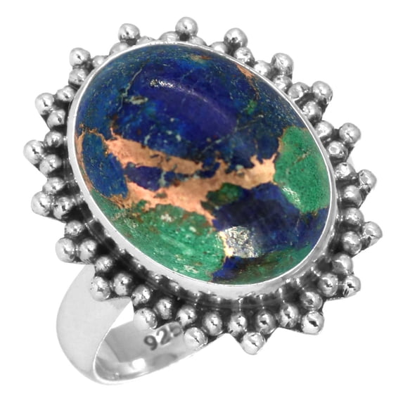 Natural Mohave Azurite Women Jewelry 925 Sterling Silver Ring