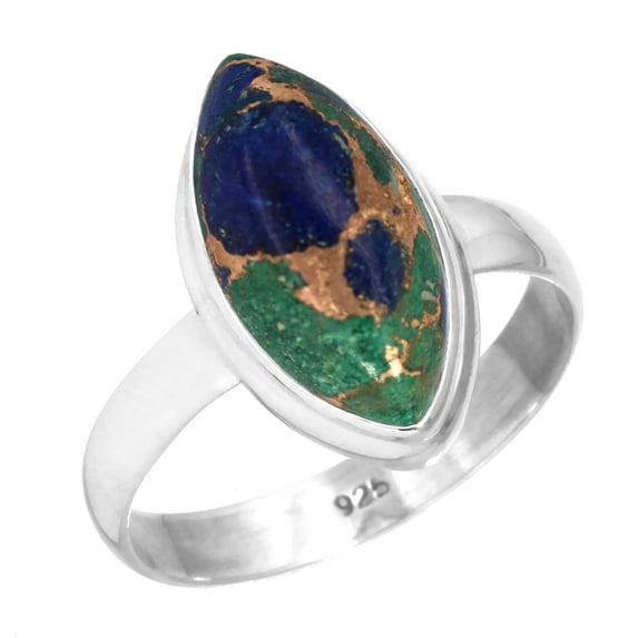 Natural Mohave Azurite Women Jewelry 925 Sterling Silver Ring