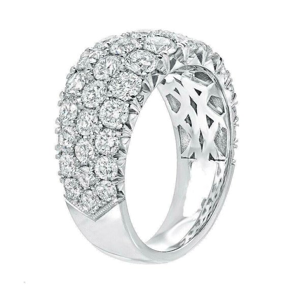 Natural Moissanite 2.5Ct Round Cut in 14K White Gold Plated
