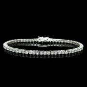 Natural Moissanite Bracelet 925 Sterling Silver 3 mm Round Tennis Moissanite Bracelet Unisex Adults by Juhi Jewels