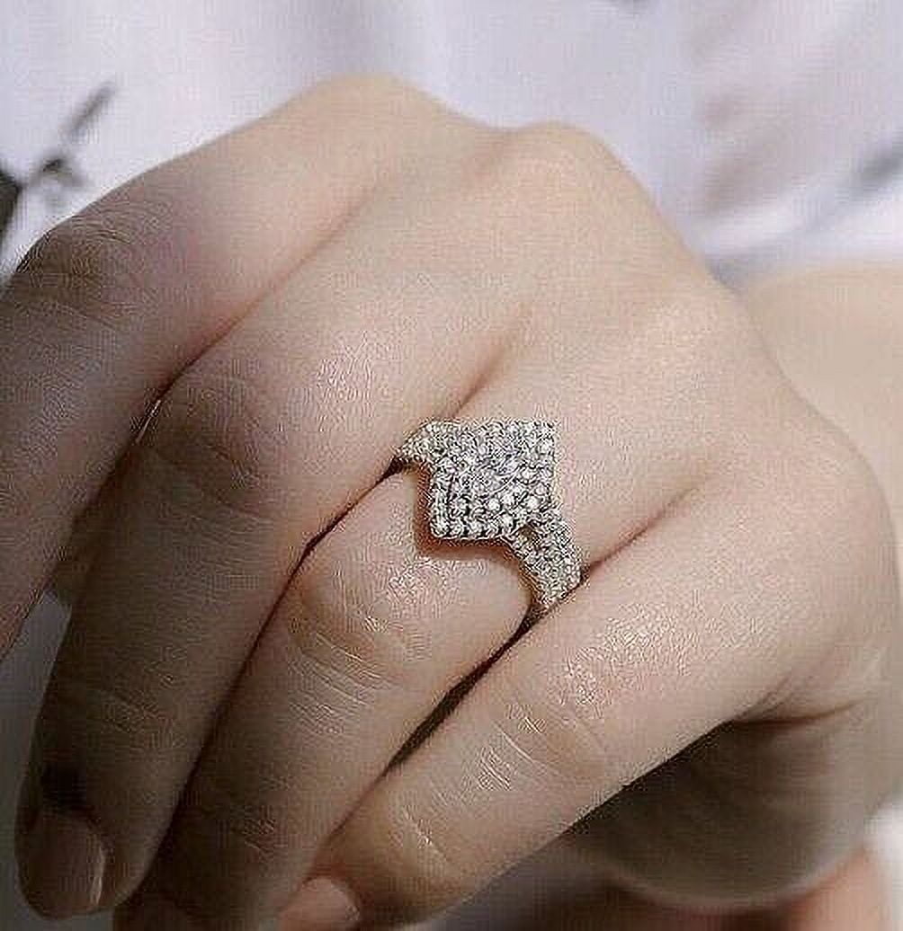 Natural Moissanite Gemstone Ring,14k White Gold Ring, Engagement Ring For Women