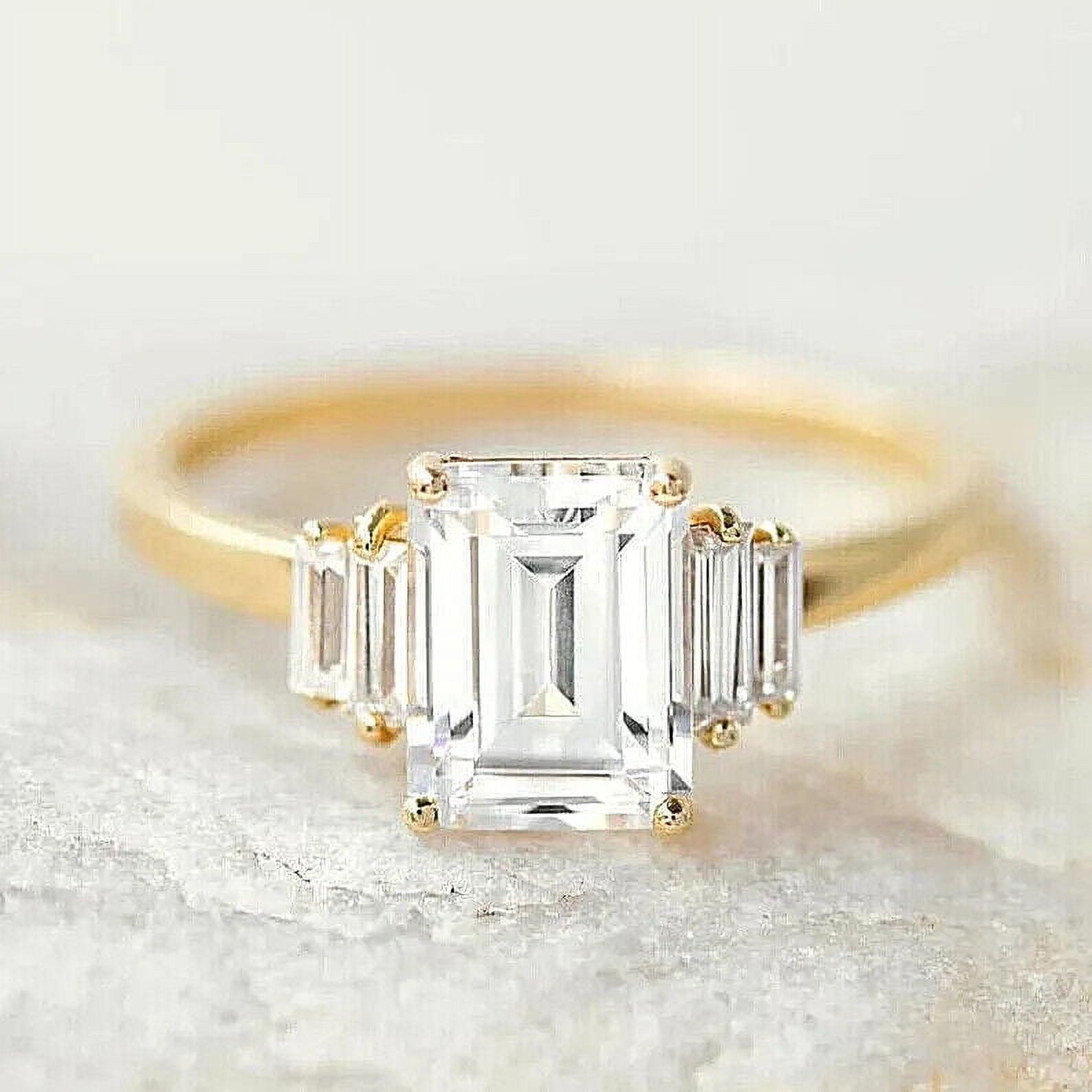 Arenagemsjewellery Natural Moissanite Gemstone Ring,14k Yellow Gold Ring,Engagement Band for Women