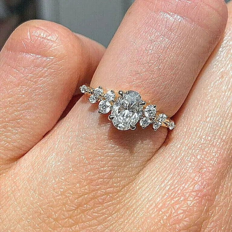 Natural Moissanite Gemstone Ring 14k Yellow Gold Ring Engagement Ring For Women Walmart