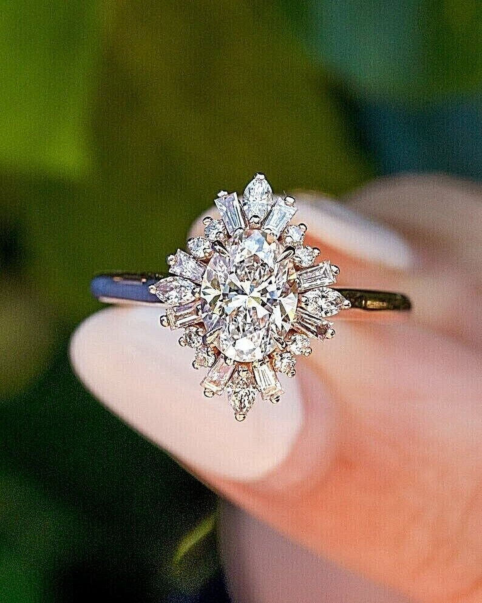 Natural Moissanite Gemstone Ring,14k Yellow Gold Ring, Engagement Ring For Women