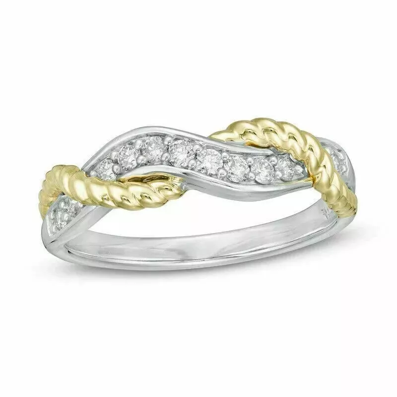 Natural Moissanite Round Cut Wonder Woman’s Lasso Engagement Band Ring, 14K White Gold Plated – Perfect Gift for Her