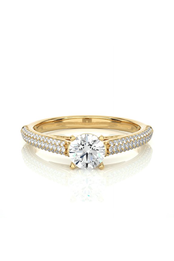 ArtpalaceByMitika Natural Moissanite Round Solitaire Engagement Ring, 2 ct, 14K Yellow Gold Plated