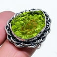 thumbnail image 1 of Natural Moldavite Quartz Gemstone 925 Sterling Silver Gift Ring Size 9, 1 of 2