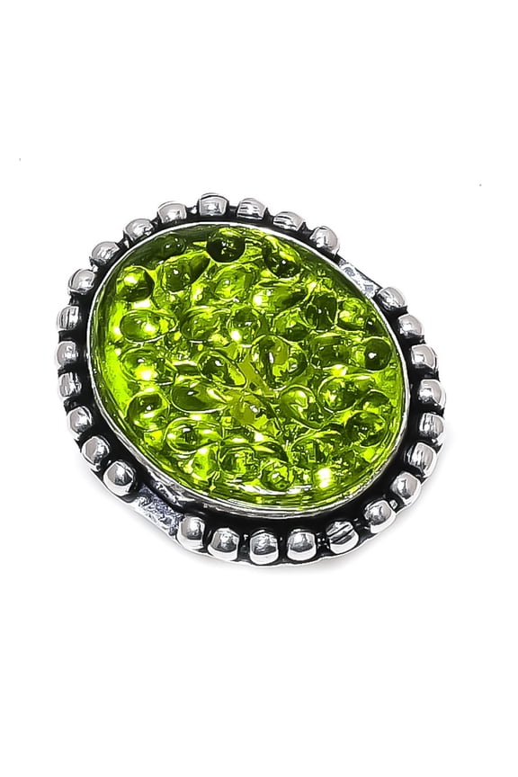 Natural Moldavite Quartz Gemstone 925 Sterling Silver Jewelry Ring Size 10