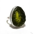 thumbnail image 1 of Natural Moldavite Quartz Gemstone 925 Sterling Silver Ring Size 6.5, 1 of 2