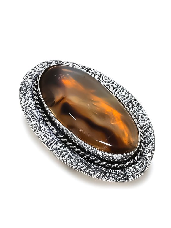 Natural Montana Agate Gemstone 925 Sterling Silver Jewelry Ring Size 7