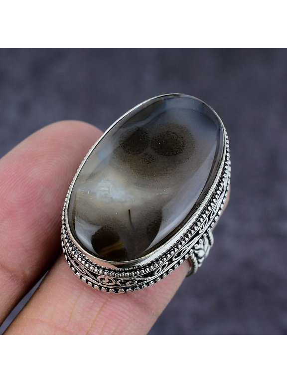 Natural Montana Agate Gemstone Handmade 925 Sterling Silver Ring Size 6