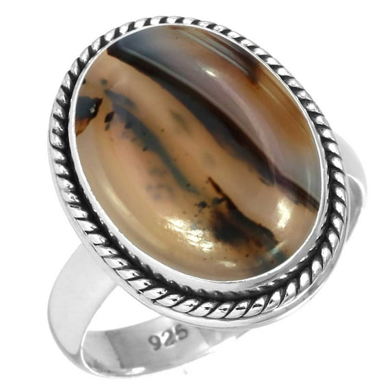 Natural Montana Agate Women Jewelry 925 Sterling Silver Ring