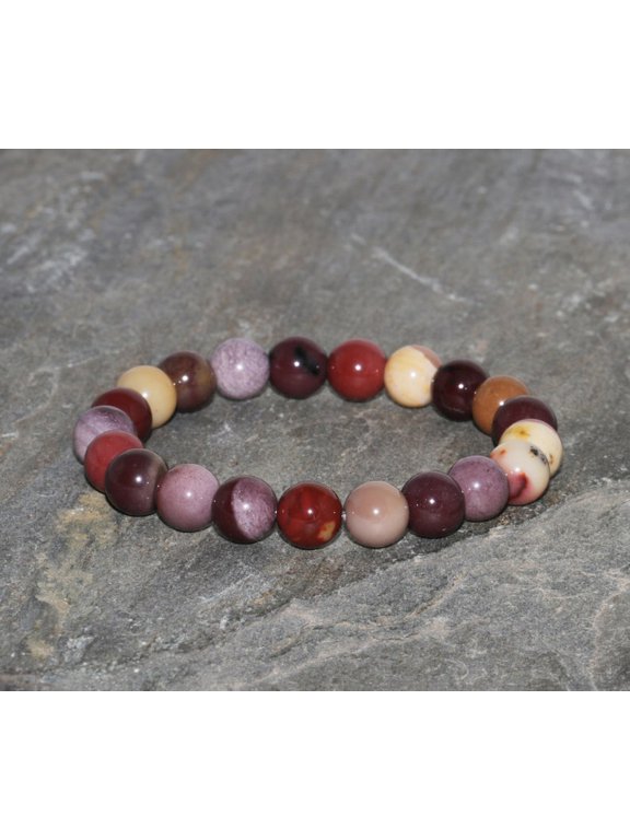 Natural Mookaite 10mm Round Shape Smooth Cut Beads Stretchable Bracelet for Men & Women.
