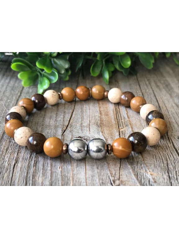 Natural Mookaite 8mm Round Shape Smooth Cut Beads Stretchable Bracelet for Men & Women.