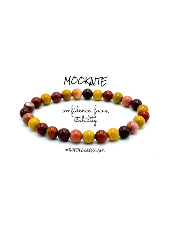 Natural Mookaite 8mm Round Shape Smooth Cut Beads Stretchable Bracelet for Men & Women.