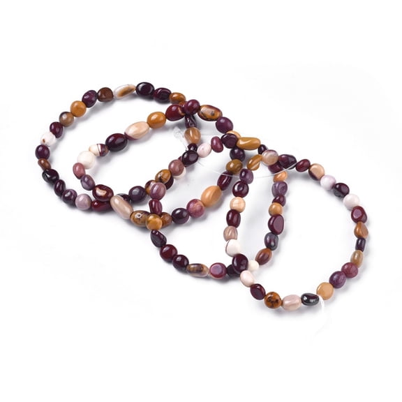 Natural Mookaite Bead Stretch Bracelets Tumbled Stone Nuggets Inner Diameter: 2~2-1/4 inch(5.2~5.6cm)