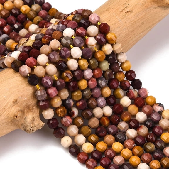 Natural Mookaite Beads Strands Energy Prism Cut Double Terminated Point Beads Faceted Bicone 4x4.5mm Hole: 0.4mm about 83pcs/strand 14.96 inch(38cm)