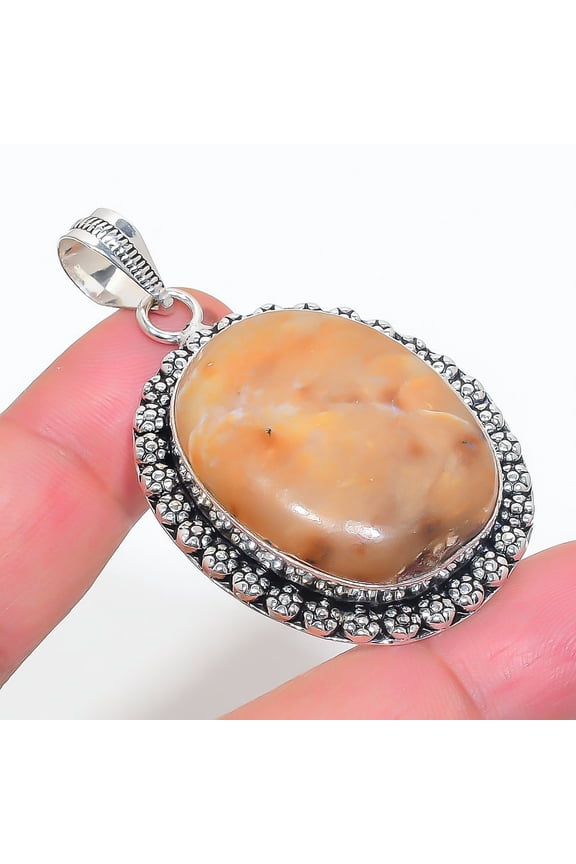 Natural Mookaite Gemstone 925 Sterling Silver Jewelry Pendant 2.17"
