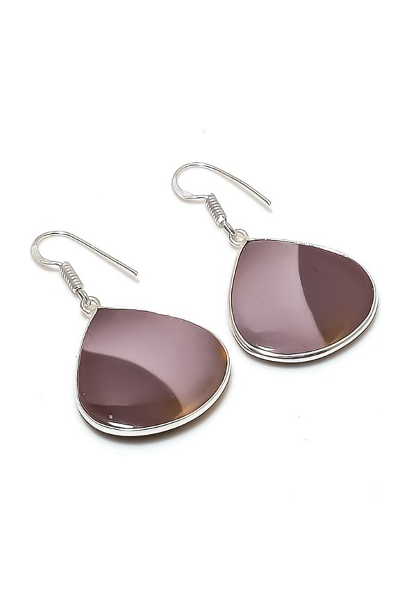 Natural Mookaite Gemstone Handmade 925 Sterling Silver Earring 1.77"