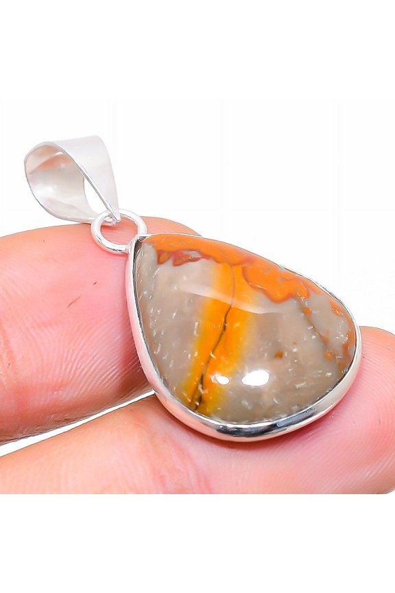 Natural Mookaite Gemstone Handmade 925 Sterling Silver Gift Pendant 1.38"