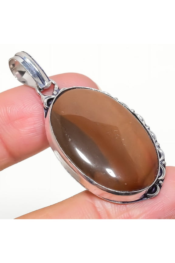 Natural Mookaite Gemstone Handmade 925 Sterling Silver Pendant 2.01"