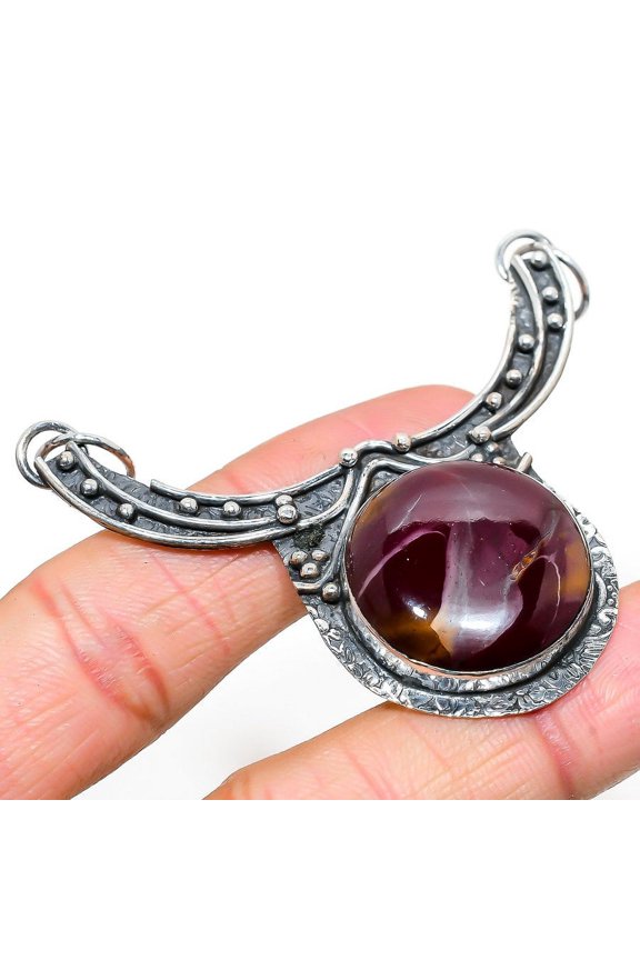 Natural Mookaite Gemstone Handmade 925 Sterling Silver Pendant 2.56"