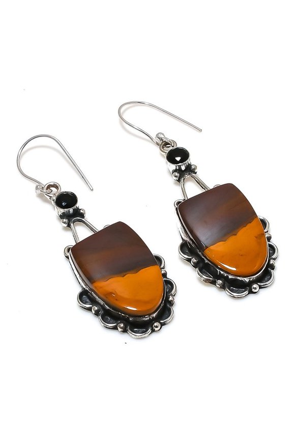 Natural Mookaite, Spinel Gemstone 925 Sterling Silver Earring 2.56"