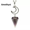 thumbnail image 1 of Natural Moon Hexagonal Pyramid Crystal Necklace Pendulum Pendant Chakra Reiki, 1 of 3
