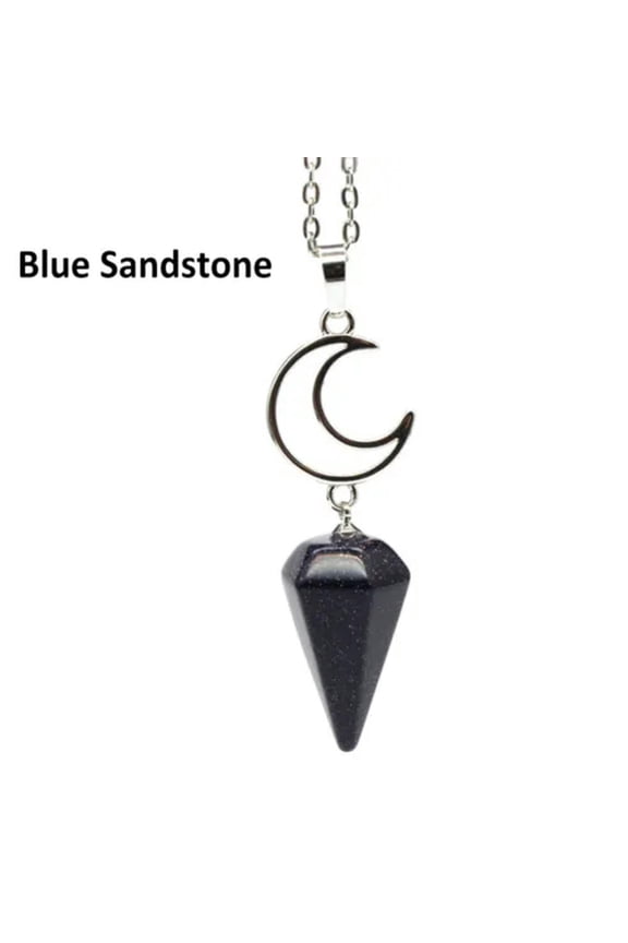 Natural Moon Hexagonal Pyramid Crystal Necklace Pendulum Pendant Chakra Reiki