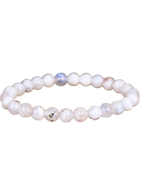 Natural Moonstone 8mm Round Shape Smooth Cut Beads Stretchable Bracelet For Men & Women. Unisex Bracelet