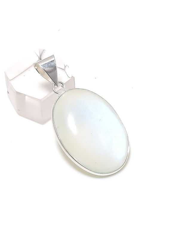 Natural Moonstone Gemstone 925 Sterling Silver Jewelry Pendant 1.65"