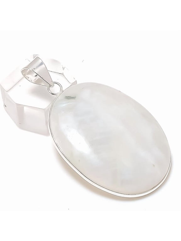 Natural Moonstone Gemstone 925 Sterling Silver Jewelry Pendant 2.05"