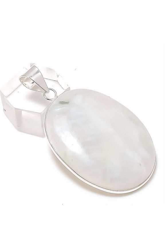 Natural Moonstone Gemstone 925 Sterling Silver Jewelry Pendant 2.05"