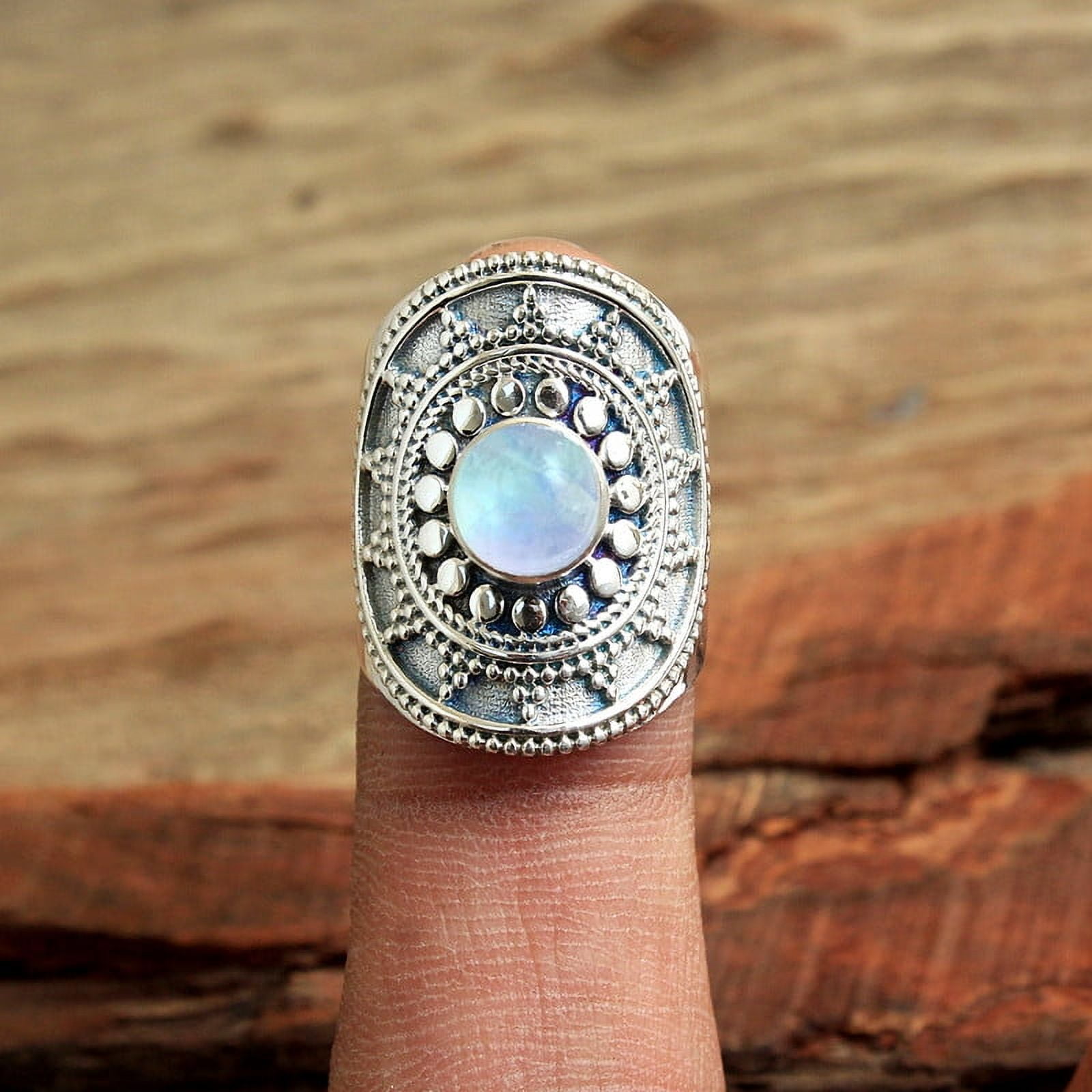 Natural Moonstone 925 Sterling Silver w/Antique Finish Rope Dangle Hoo Natural Moonstone 925 Sterling silver Band Statement Ring Handmade Ring All  Size