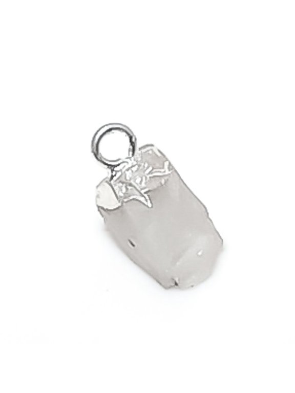 Natural Moonstone Rough Gemstone 925 Sterling Silver Jewelry Pendant 0.59"