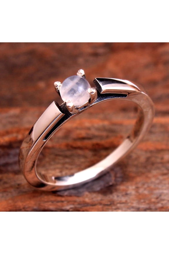Natural Moonstone Silver Ring 925 Sterling Silver June Birthstone Jewelry Handmade Ring