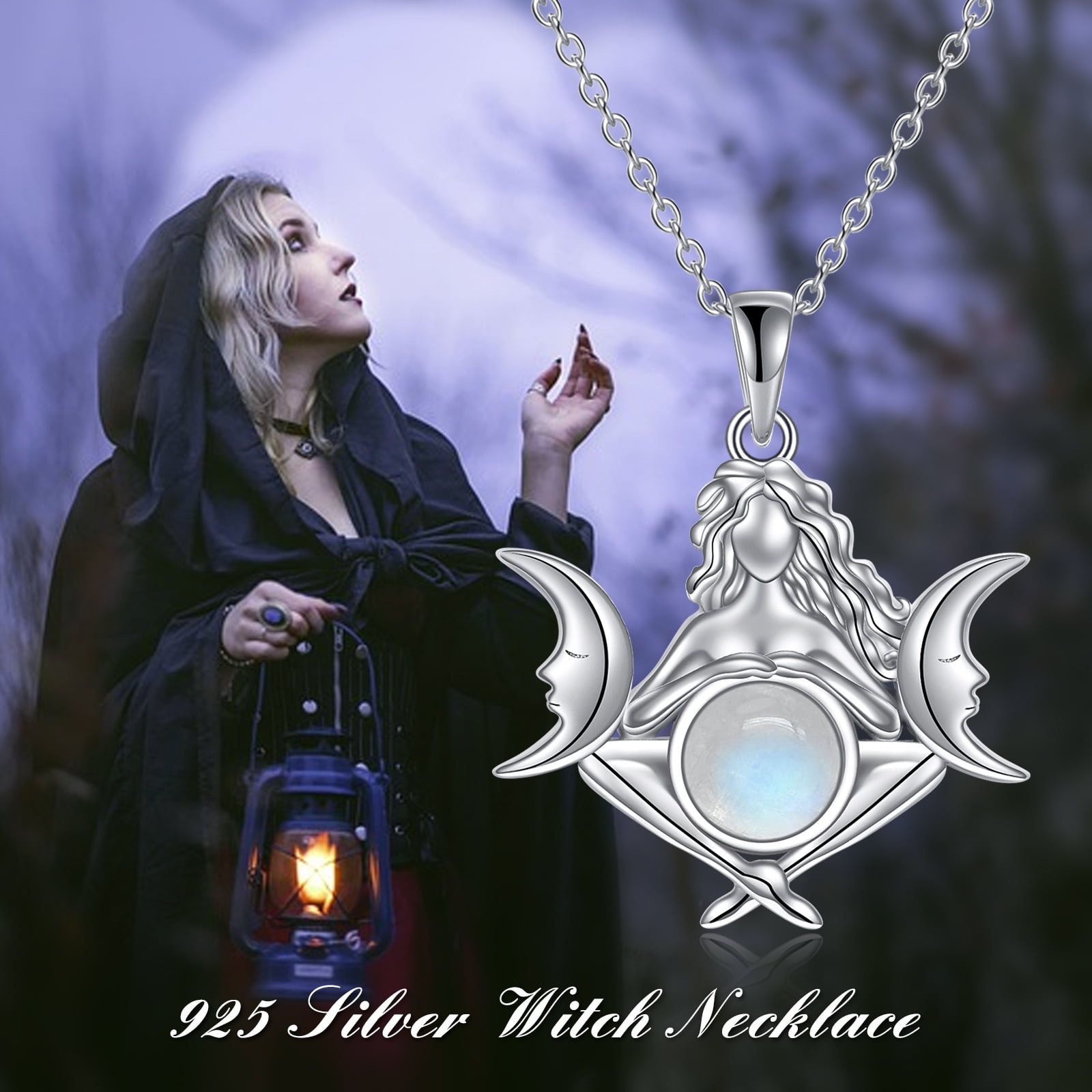 Amethyst Triple Moon Cuff Bracelet - Handmade Wiccan Pagan Witchcraft Jewelry With Silver Plated Filigree Design
