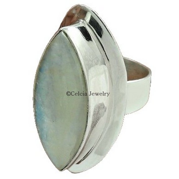 Natural Moonstone Womens Band Ring, Statement Ring, Classic Ring, Stylish Ring, Fantastic Ring, Motivational Ring, Bridesmaid Gifts, Mothers Day Gifts, June Birthstone (moonstone, Size 7)