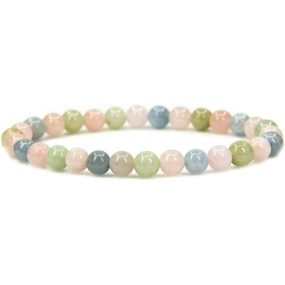 Natural Morganite Beryl Aquamarine Gemstone 6mm Round Beads Stretch Bracelet 7" Unisex